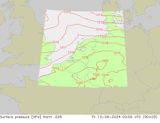 Surface pressure Harm .025 Th 13.06.2024 03 UTC