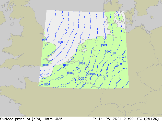 Atmosférický tlak Harm .025 Pá 14.06.2024 21 UTC