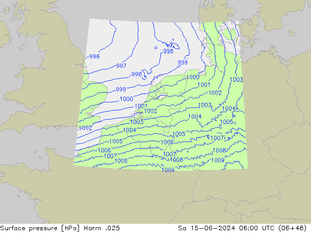 Surface pressure Harm .025 Sa 15.06.2024 06 UTC