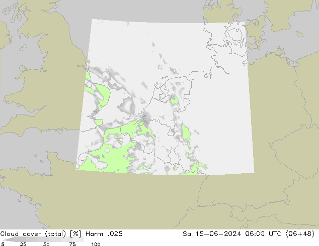 Bewolking (Totaal) Harm .025 za 15.06.2024 06 UTC