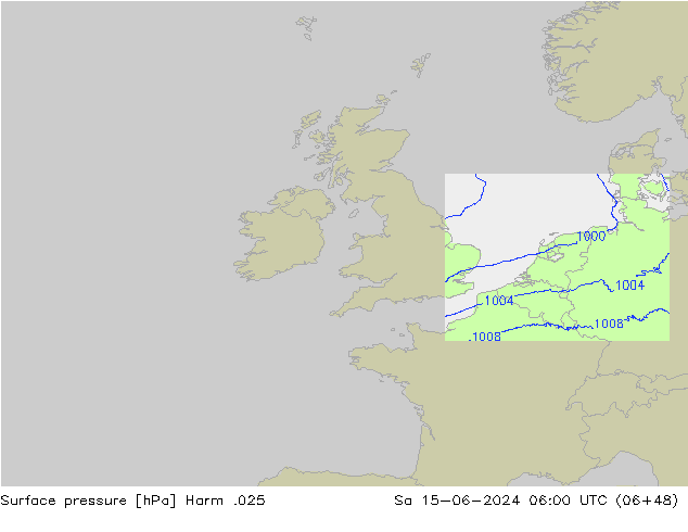 Atmosférický tlak Harm .025 So 15.06.2024 06 UTC