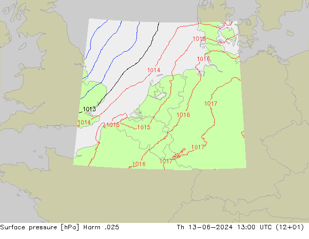 приземное давление Harm .025 чт 13.06.2024 13 UTC