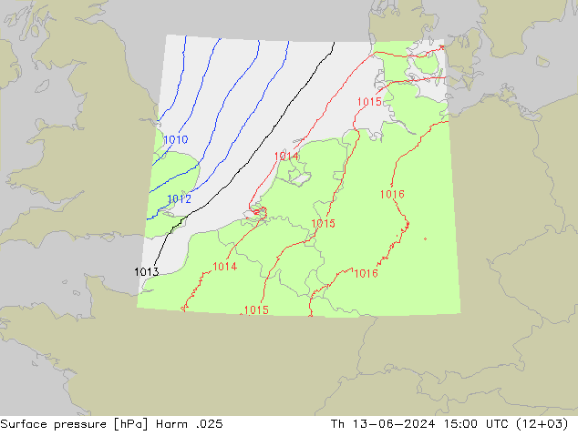 地面气压 Harm .025 星期四 13.06.2024 15 UTC