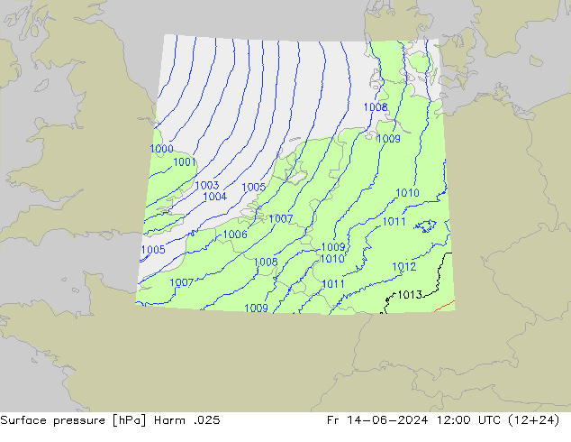 Pressione al suolo Harm .025 ven 14.06.2024 12 UTC