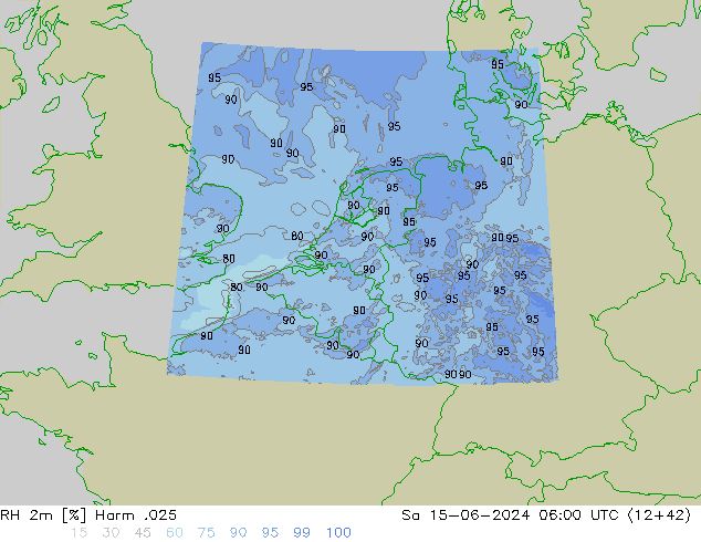 RH 2m Harm .025 Sa 15.06.2024 06 UTC