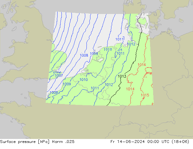 Atmosférický tlak Harm .025 Pá 14.06.2024 00 UTC