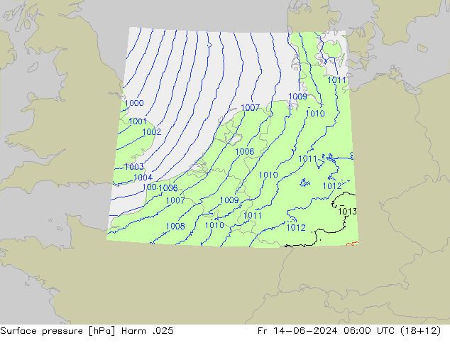 Atmosférický tlak Harm .025 Pá 14.06.2024 06 UTC