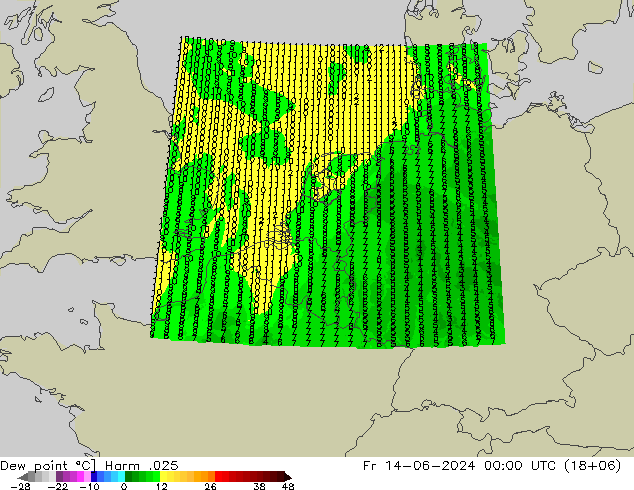 Dew point Harm .025 Fr 14.06.2024 00 UTC