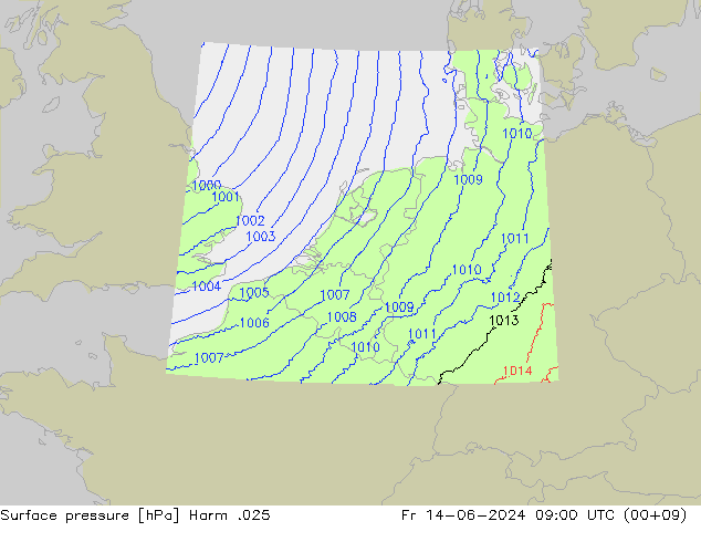 Atmosférický tlak Harm .025 Pá 14.06.2024 09 UTC