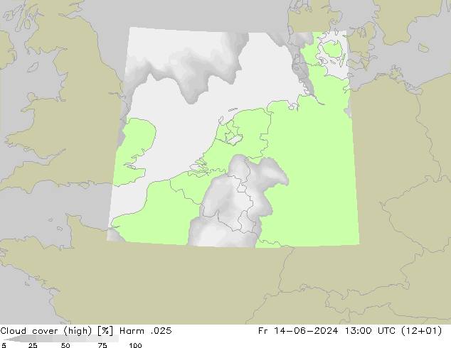 Cloud cover (high) Harm .025 Fr 14.06.2024 13 UTC