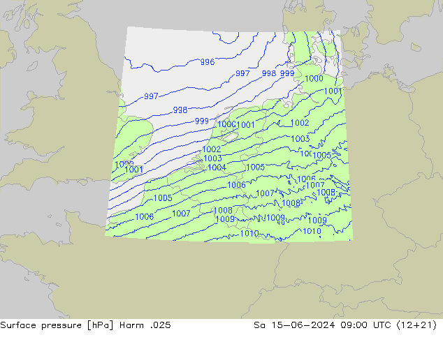 Atmosférický tlak Harm .025 So 15.06.2024 09 UTC