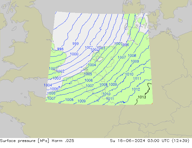 Pressione al suolo Harm .025 dom 16.06.2024 03 UTC