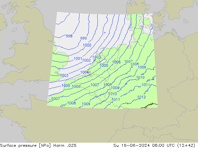 Surface pressure Harm .025 Su 16.06.2024 06 UTC