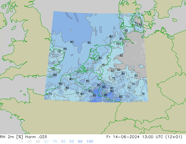 RH 2m Harm .025 Fr 14.06.2024 13 UTC