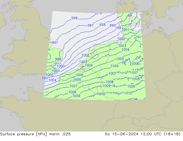 Atmosférický tlak Harm .025 So 15.06.2024 12 UTC