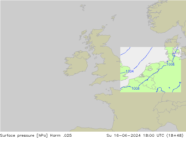 Surface pressure Harm .025 Su 16.06.2024 18 UTC