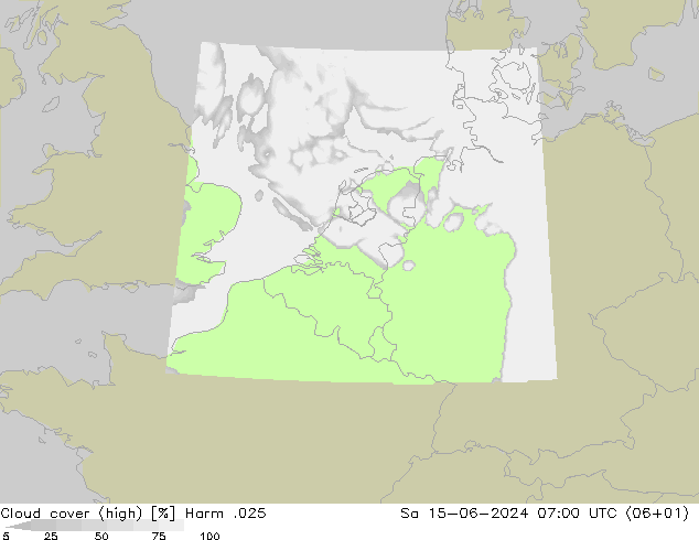 Cloud cover (high) Harm .025 Sa 15.06.2024 07 UTC