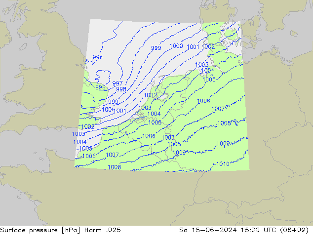 Surface pressure Harm .025 Sa 15.06.2024 15 UTC