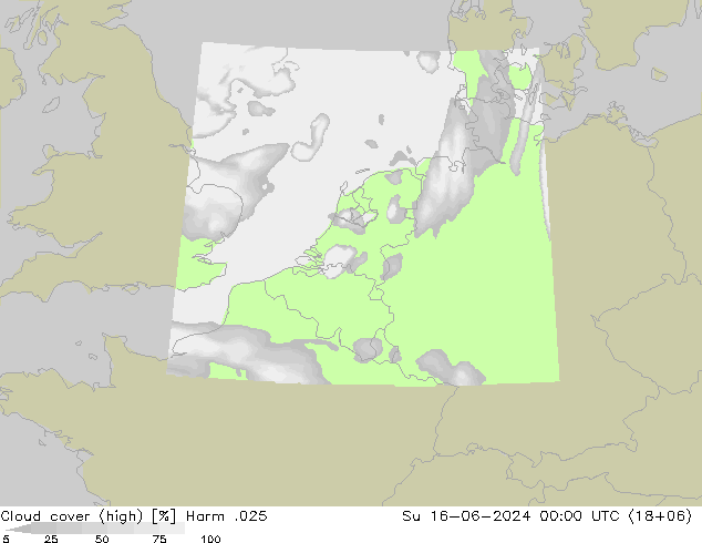 Cloud cover (high) Harm .025 Su 16.06.2024 00 UTC