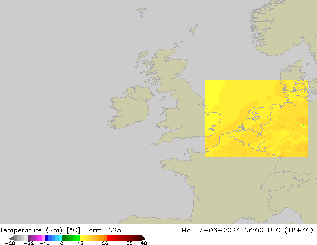 Sıcaklık Haritası (2m) Harm .025 Pzt 17.06.2024 06 UTC