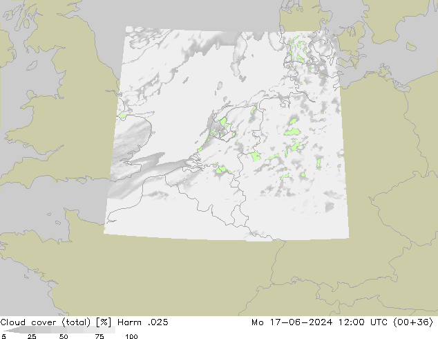 Nuages (total) Harm .025 lun 17.06.2024 12 UTC