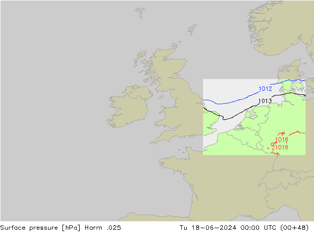 Atmosférický tlak Harm .025 Út 18.06.2024 00 UTC