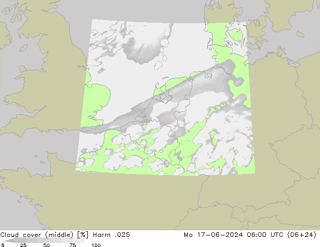 Cloud cover (middle) Harm .025 Mo 17.06.2024 06 UTC