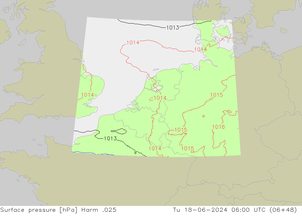 Atmosférický tlak Harm .025 Út 18.06.2024 06 UTC