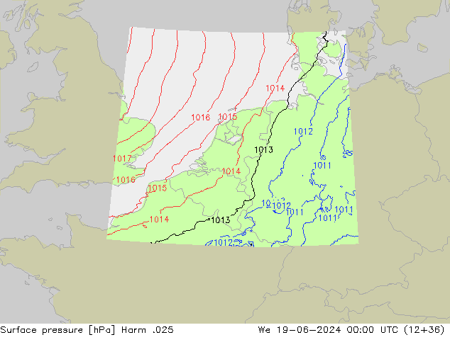 Atmosférický tlak Harm .025 St 19.06.2024 00 UTC