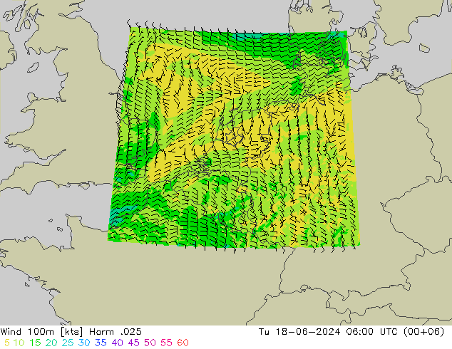 Vento 100m Harm .025 mar 18.06.2024 06 UTC