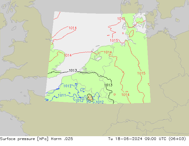 Luchtdruk (Grond) Harm .025 di 18.06.2024 09 UTC