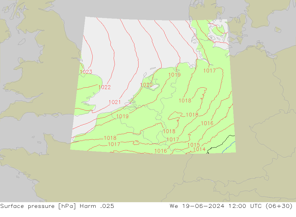 Atmosférický tlak Harm .025 St 19.06.2024 12 UTC