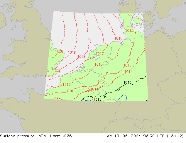 приземное давление Harm .025 ср 19.06.2024 06 UTC