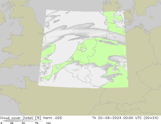 Nubes (total) Harm .025 jue 20.06.2024 00 UTC