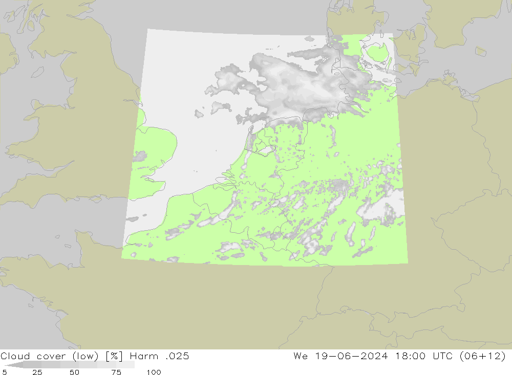 Cloud cover (low) Harm .025 We 19.06.2024 18 UTC