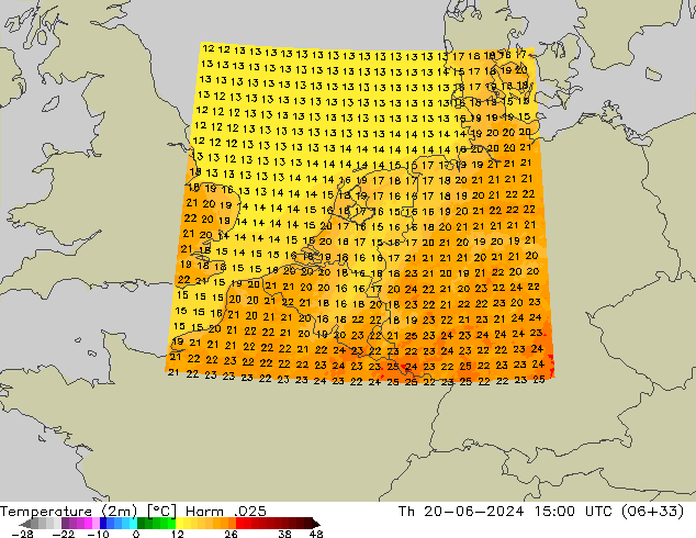 Temperatura (2m) Harm .025 Qui 20.06.2024 15 UTC