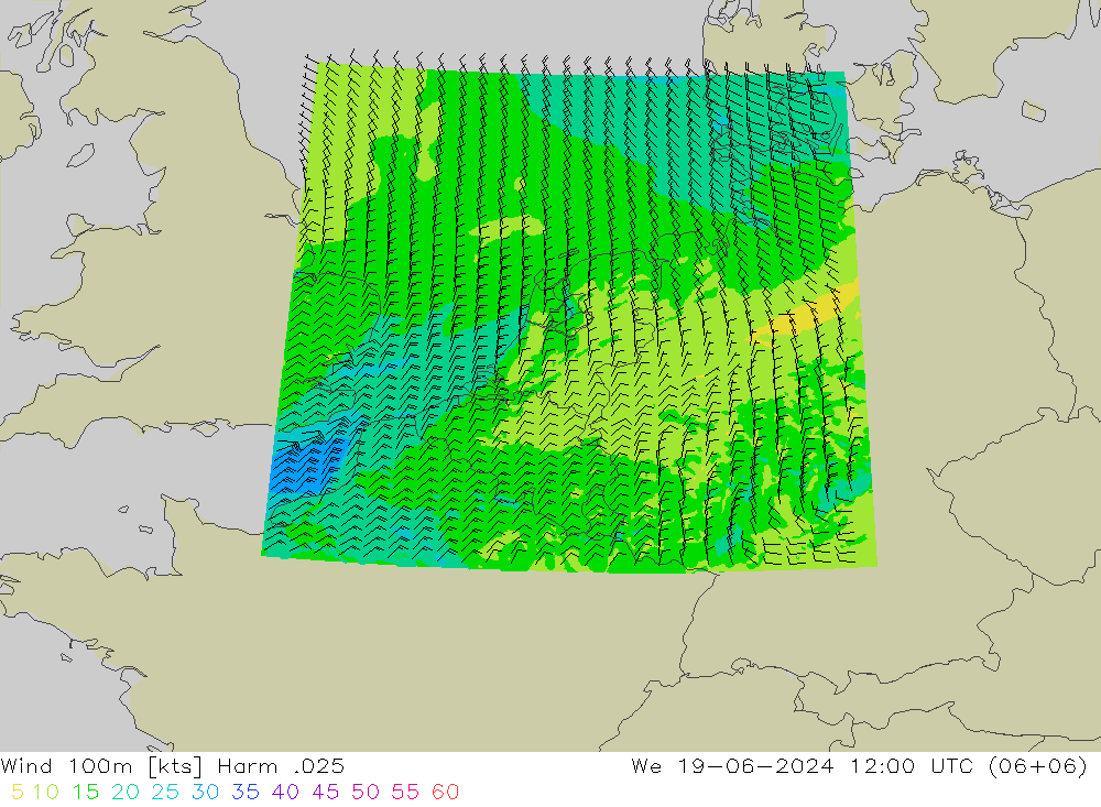 Wind 100m Harm .025 We 19.06.2024 12 UTC