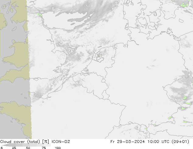 облака (сумма) ICON-D2 пт 29.03.2024 10 UTC