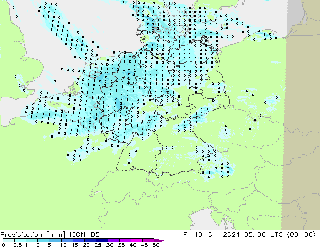 Precipitation ICON-D2 Fr 19.04.2024 06 UTC