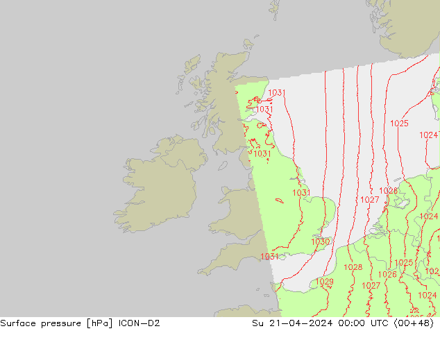ciśnienie ICON-D2 nie. 21.04.2024 00 UTC