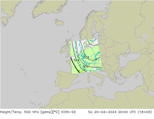 Yükseklik/Sıc. 500 hPa ICON-D2 Cts 20.04.2024 00 UTC