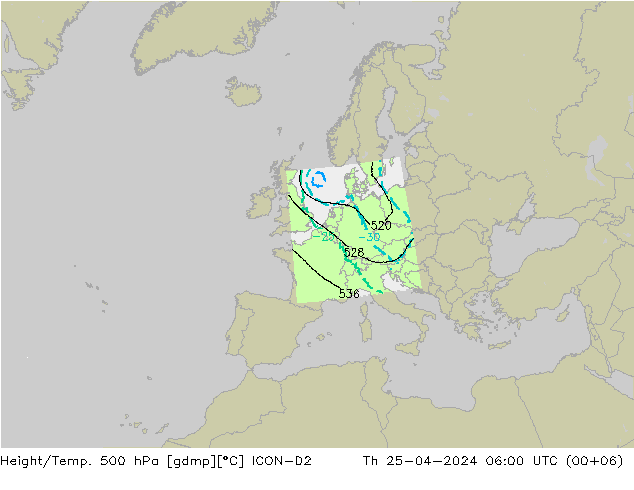 Yükseklik/Sıc. 500 hPa ICON-D2 Per 25.04.2024 06 UTC