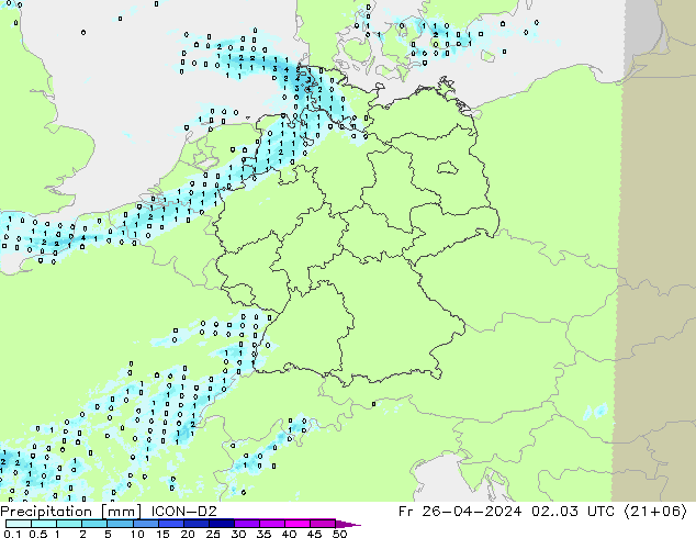 precipitação ICON-D2 Sex 26.04.2024 03 UTC