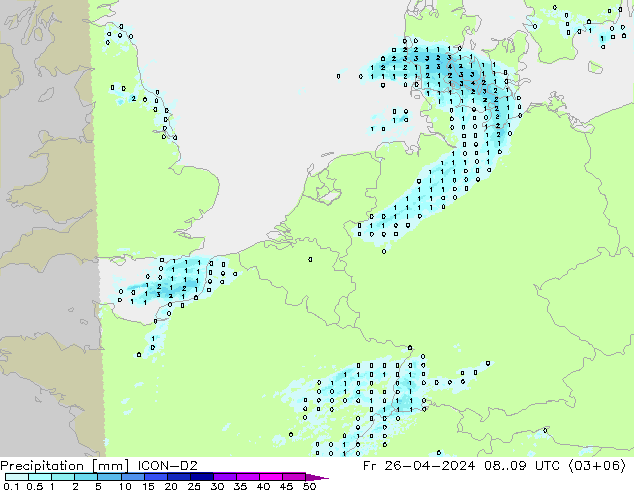 Precipitation ICON-D2 Fr 26.04.2024 09 UTC