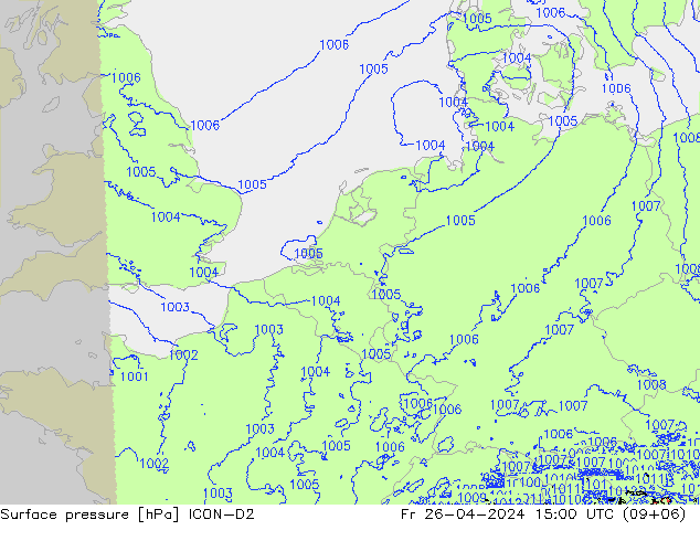 Bodendruck ICON-D2 Fr 26.04.2024 15 UTC