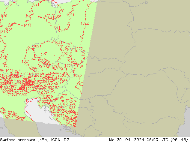 Bodendruck ICON-D2 Mo 29.04.2024 06 UTC