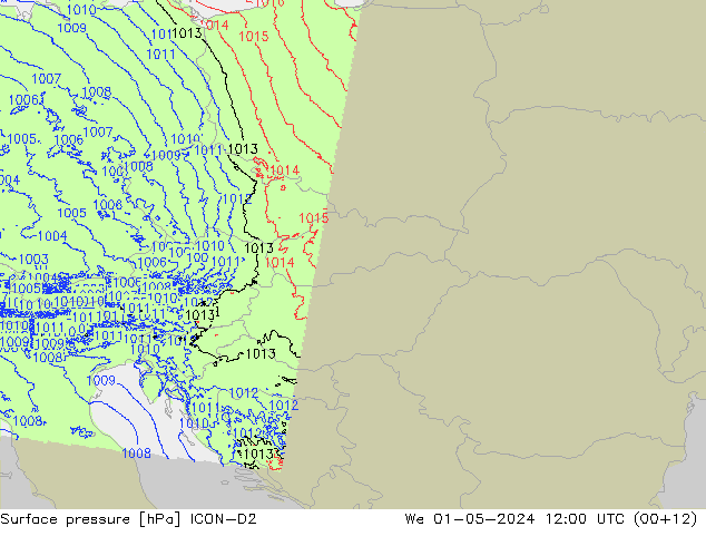 Luchtdruk (Grond) ICON-D2 wo 01.05.2024 12 UTC