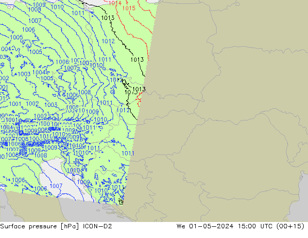 ciśnienie ICON-D2 śro. 01.05.2024 15 UTC