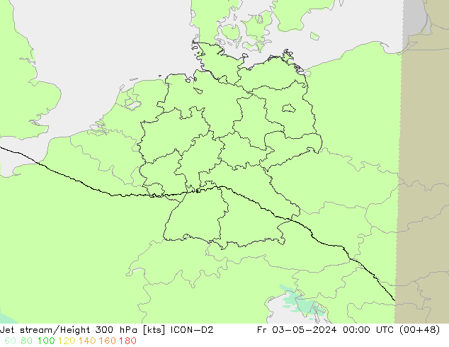 Prąd strumieniowy ICON-D2 pt. 03.05.2024 00 UTC