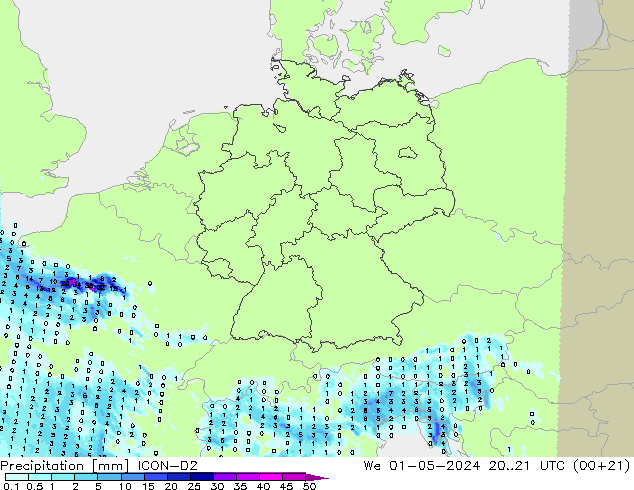 precipitação ICON-D2 Qua 01.05.2024 21 UTC